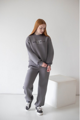 Жіночий теплий костюм oversize із триниткового футера з начосом